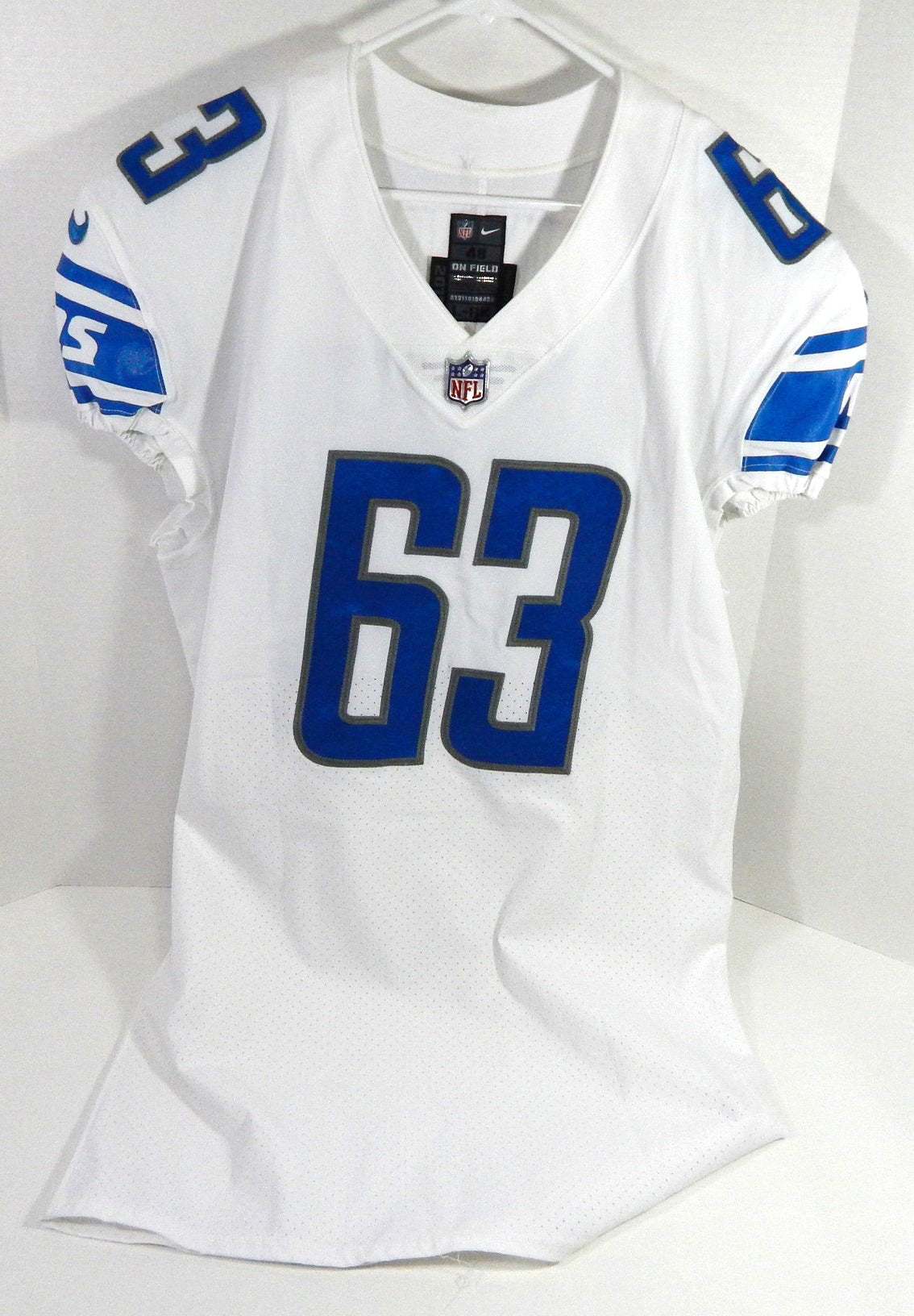 2018 Detroit Lions Beau Nunn #63 Game Issued White Jersey 48 DP59240 - DP59240