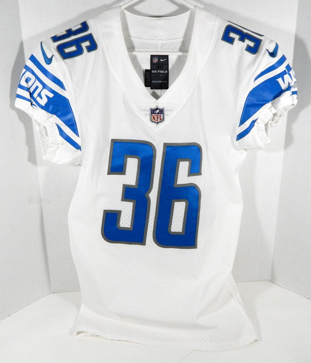 2018 Detroit Lions Joel Bouagnon #36 Game Issued White Jersey 40 DP64390 - DP64390