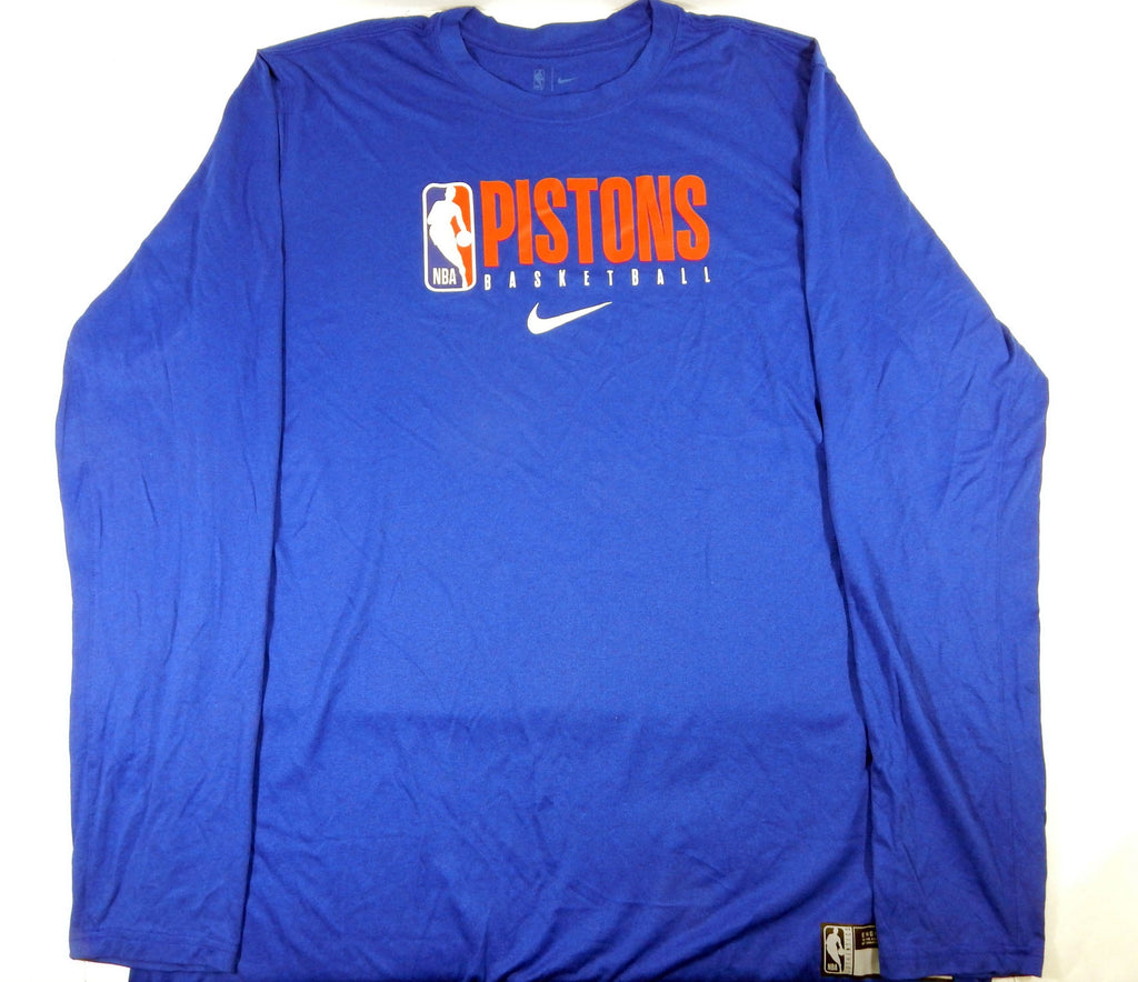 2019-20 Detroit Pistons Game Issued Blue Training Long Sleeve Shirt 495 2XLT 2S - 712052S
