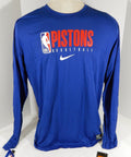 2019-20 Detroit Pistons Team Issued Blue Long Sleeve Shirt CD2672-495 2XLT 712182S - 712182S