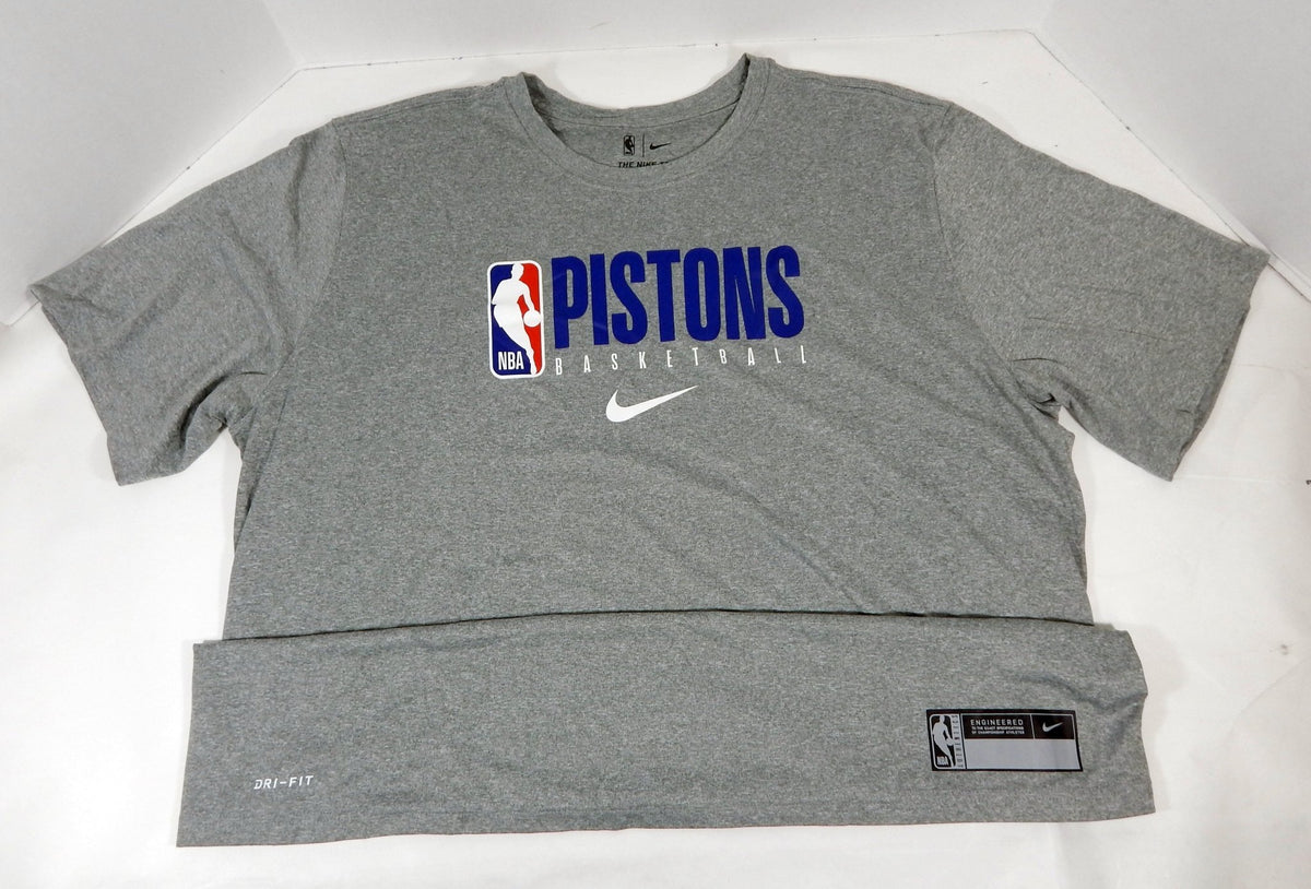 2019-20 Detroit Pistons Team Issued Grey Training Shirt CD2734-063 2XLT 62S - 712162S