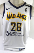 2019-20 Fort Wayne Mad Ants Ben Moore #26 Game Used White Jersey Band G-League 3 - DP55863