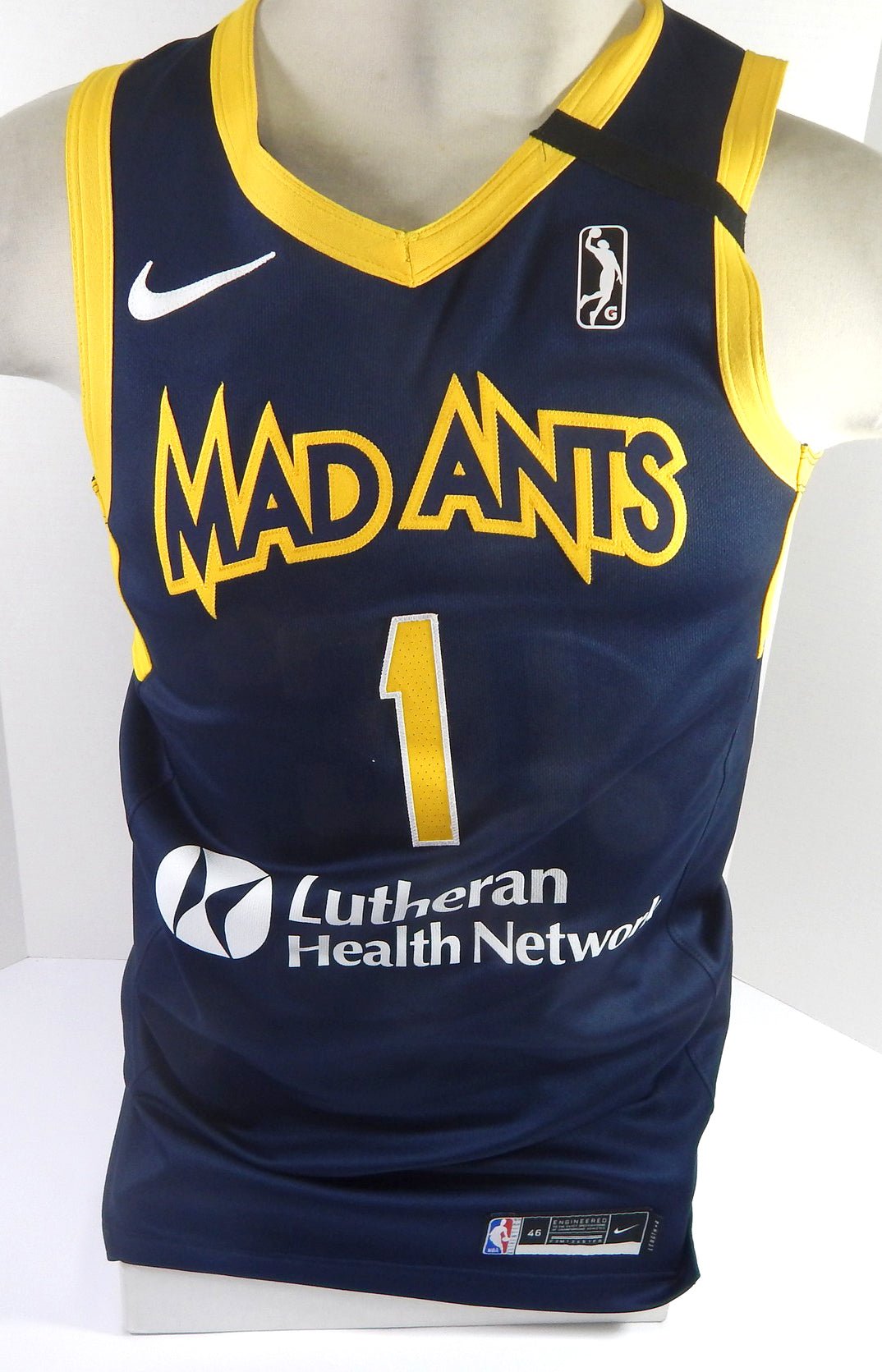 2019-20 Fort Wayne Mad Ants Tre Kelley #1 Game Used Blue Jersey Black Band 46 7 - DP55957