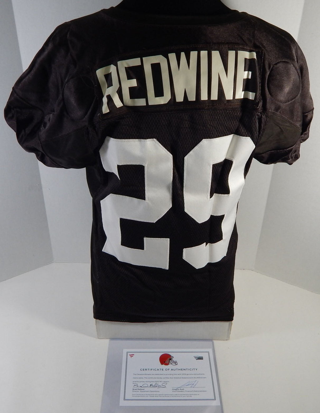 2019 Cleveland Browns Sheldrick Redwine #29 Game Used Brown Practice Jersey 46 5 - DP27455