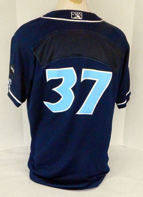 2019 Lakewood BlueClaws #37 Game Used Navy Jersey DPM Patch DP04933 - DP04933