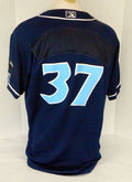 2019 Lakewood BlueClaws #37 Game Used Navy Jersey DPM Patch DP04933 - DP04933