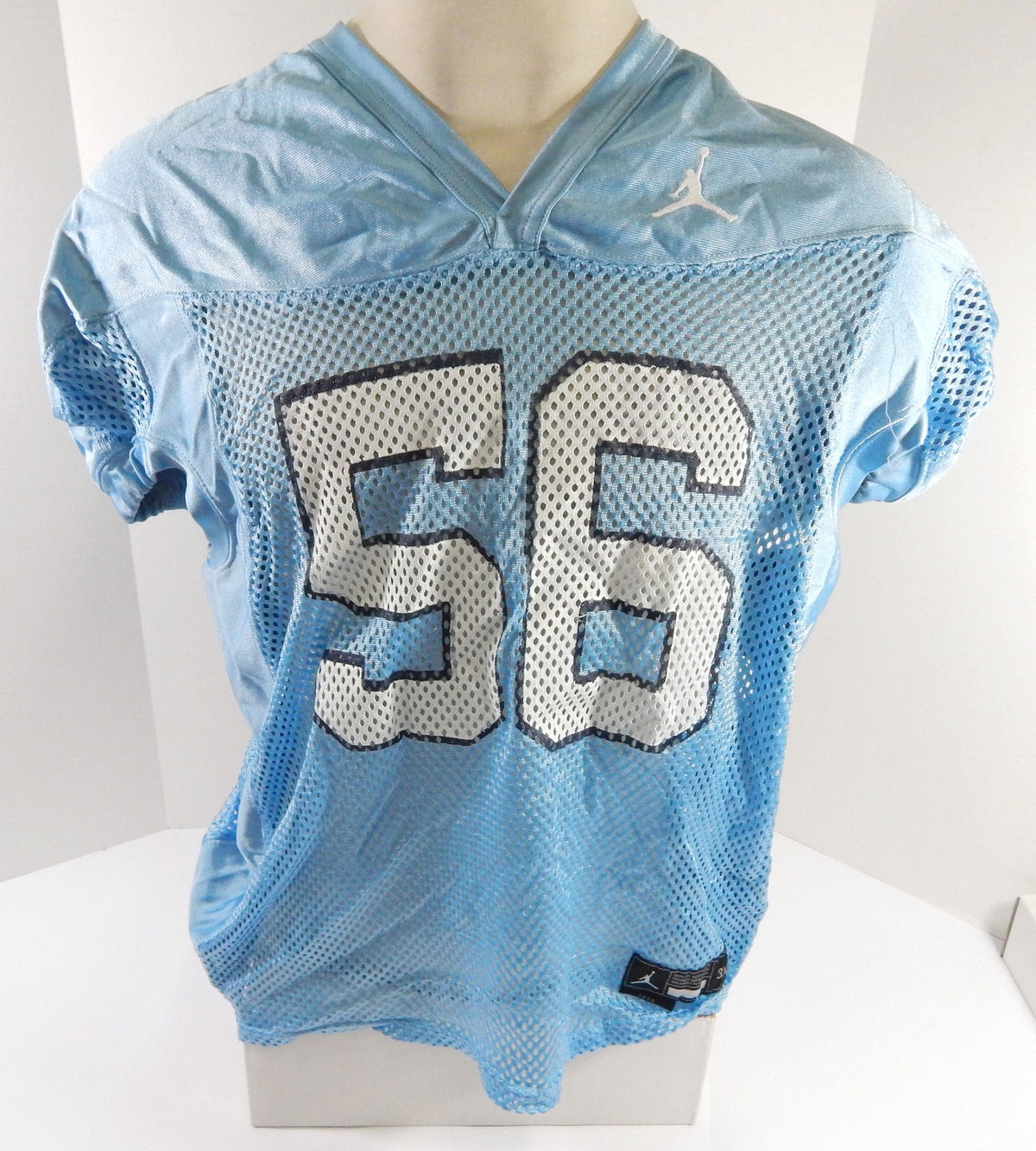 2019 North Carolina Tar Heels #56 Game Used Blue Practice Jersey Jordan 3XL 6 - DP55346