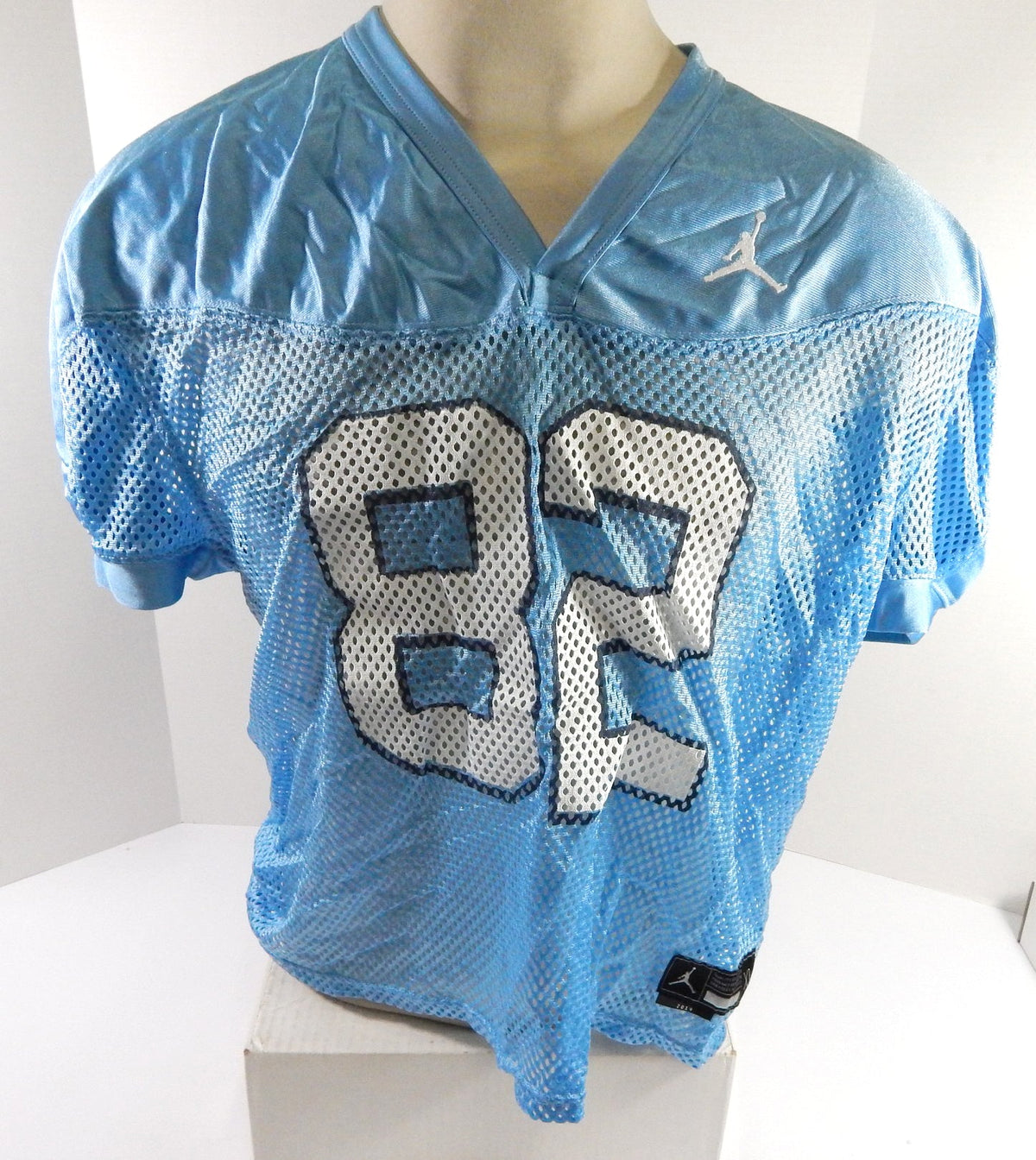 2019 North Carolina Tar Heels UNC #82 Game Used Blue Practice Jersey Jordan XL 7 - DP54967