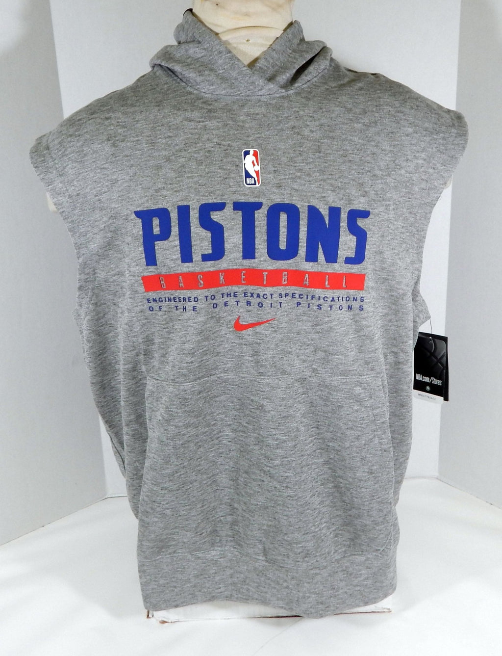 2020-21 Detroit Pistons Team Issued Grey Tank Hoodie CN6241-063 XL 712187S - 712187S