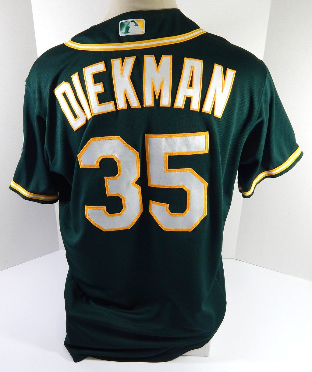 2020 Oakland Athletics Jake Diekman #35 Game Used Dark Green Jersey ALDS 48 141 - DP46141