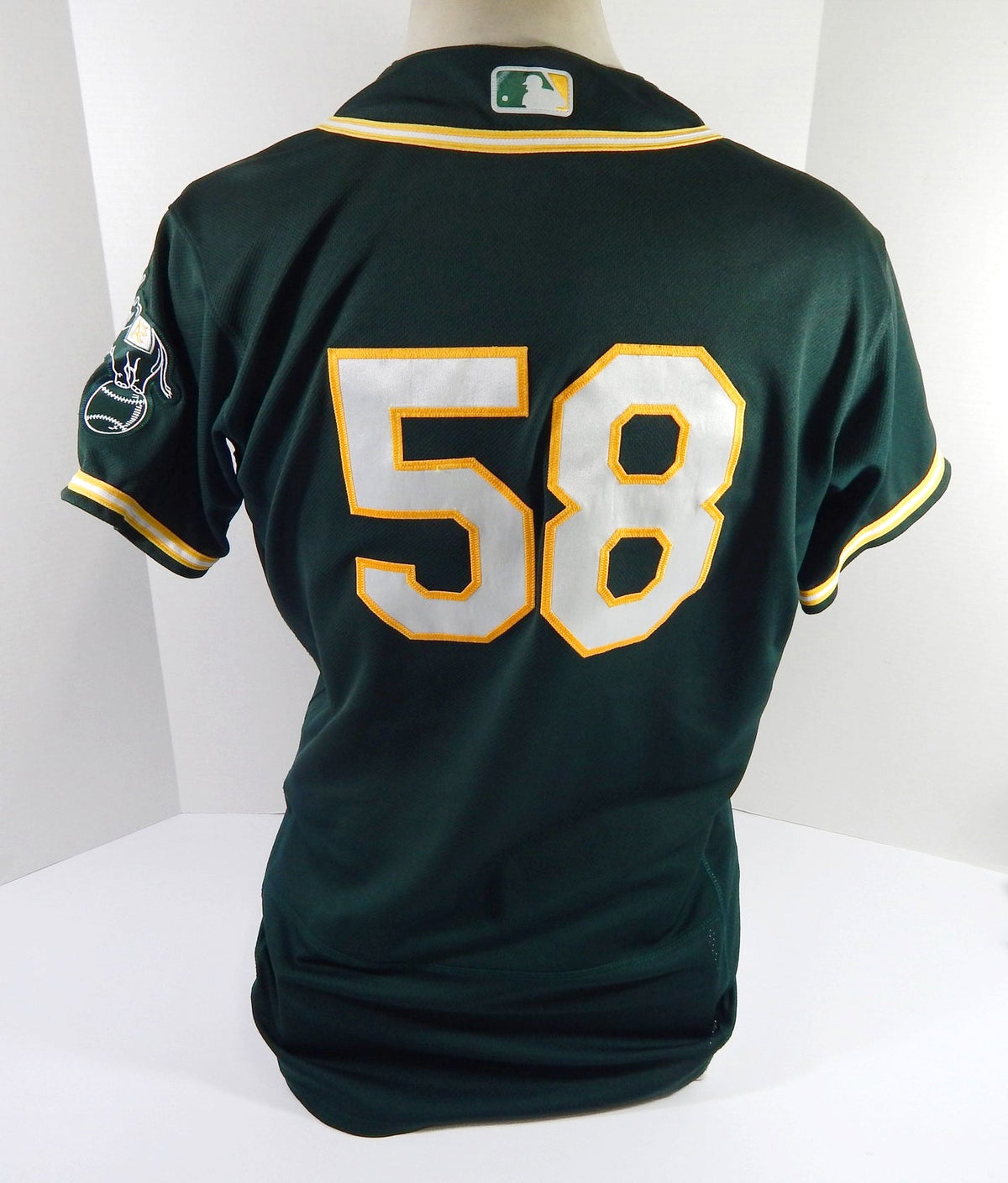 2020 Oakland Athletics Paul Blackburn #58 Game Issued P Used Green Jersey ST 7 - DP47487
