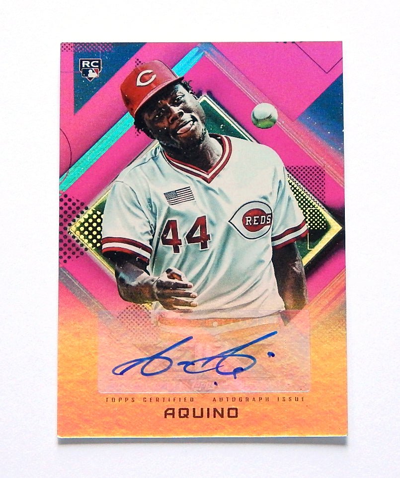 2020 Topps Fire Autographs Magenta Aristides Aquino RC #FA-AAQ Auto #'d 10/25 - DJ044194