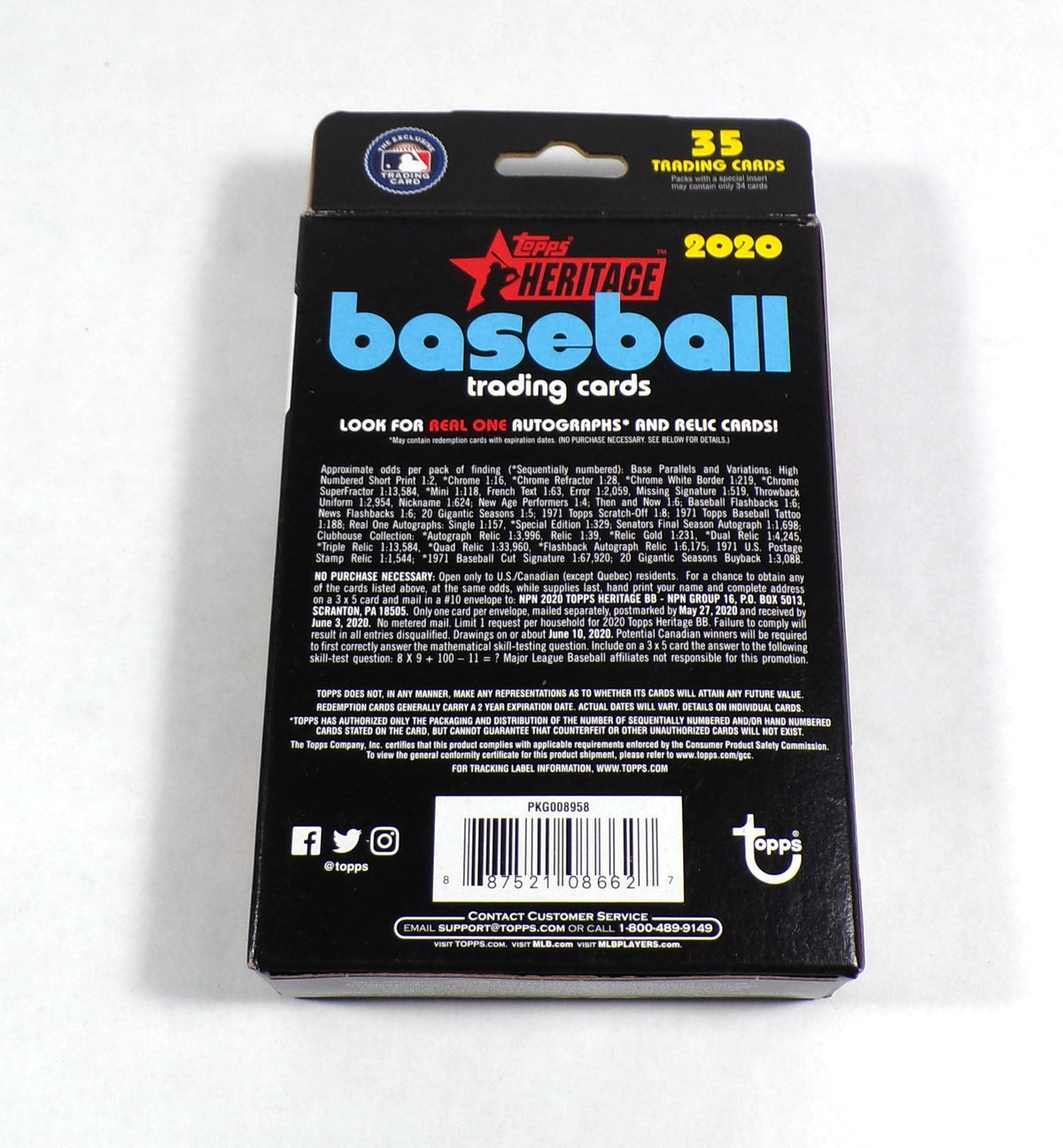 2020 Topps Heritage Baseball Hanger Box Sealed (35 Cards) 887521086627 - 887521086627