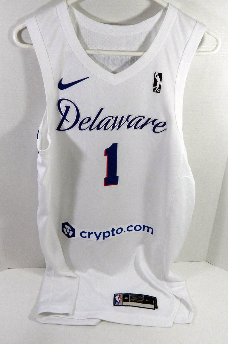 2021-22 Delaware Blue Coats Demarcus Holland #1 Game Used White Jersey 46 DP6295 - DP62945