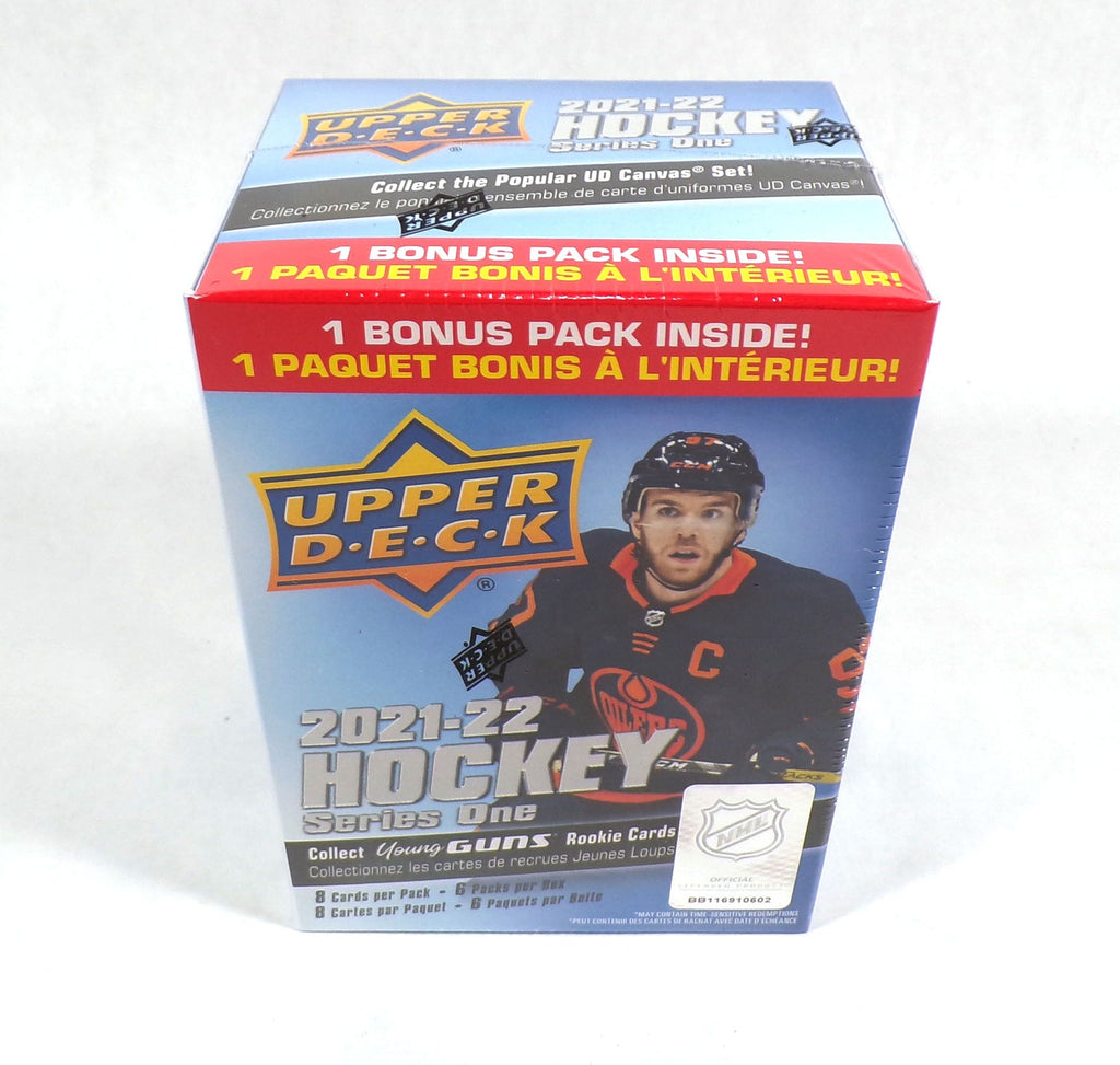 2021-22 Upper Deck Hockey Series 1 Blaster Box Sealed (6 Packs + 1 Bonus Pack) - 053334968362