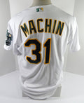 2021 Oakland Athletics Vimael Machin #31 Game Issued Pos Used White Jersey 44 8 - DP48538