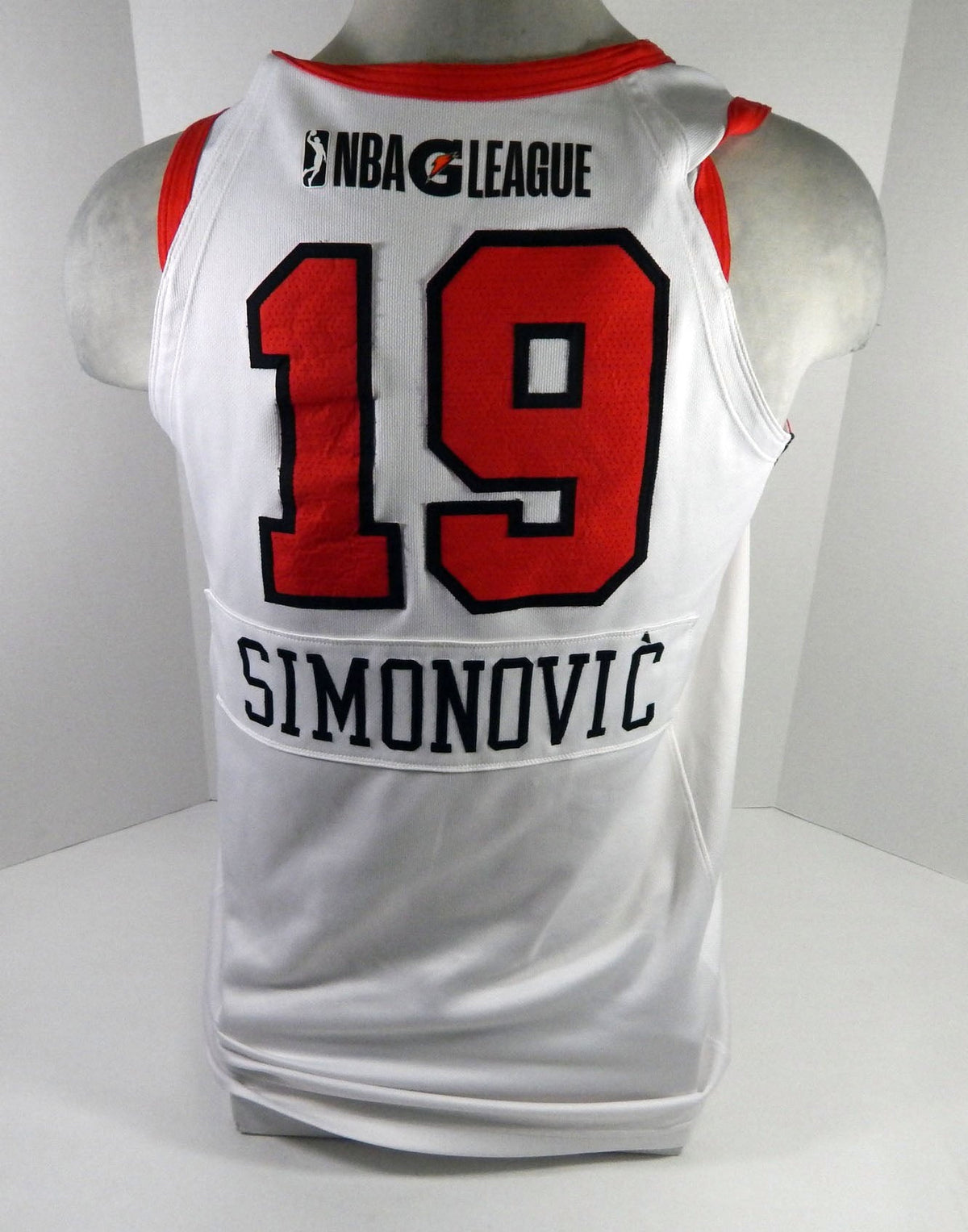 2022-23 Windy City Bulls Marko Simonovic #19 Game Used White Jersey G-League 9 - DP62109