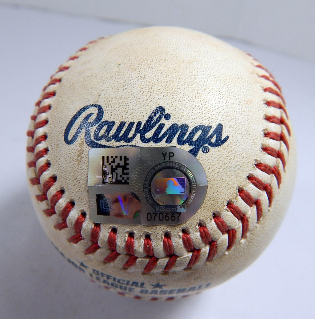 2022 Braves Marlins Game Used Baseball Groshans walks Peyton Burdick Single - DP49349