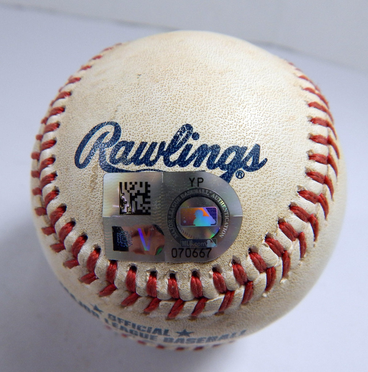 2022 Braves Marlins Game Used Baseball Groshans walks Peyton Burdick Single - DP49349