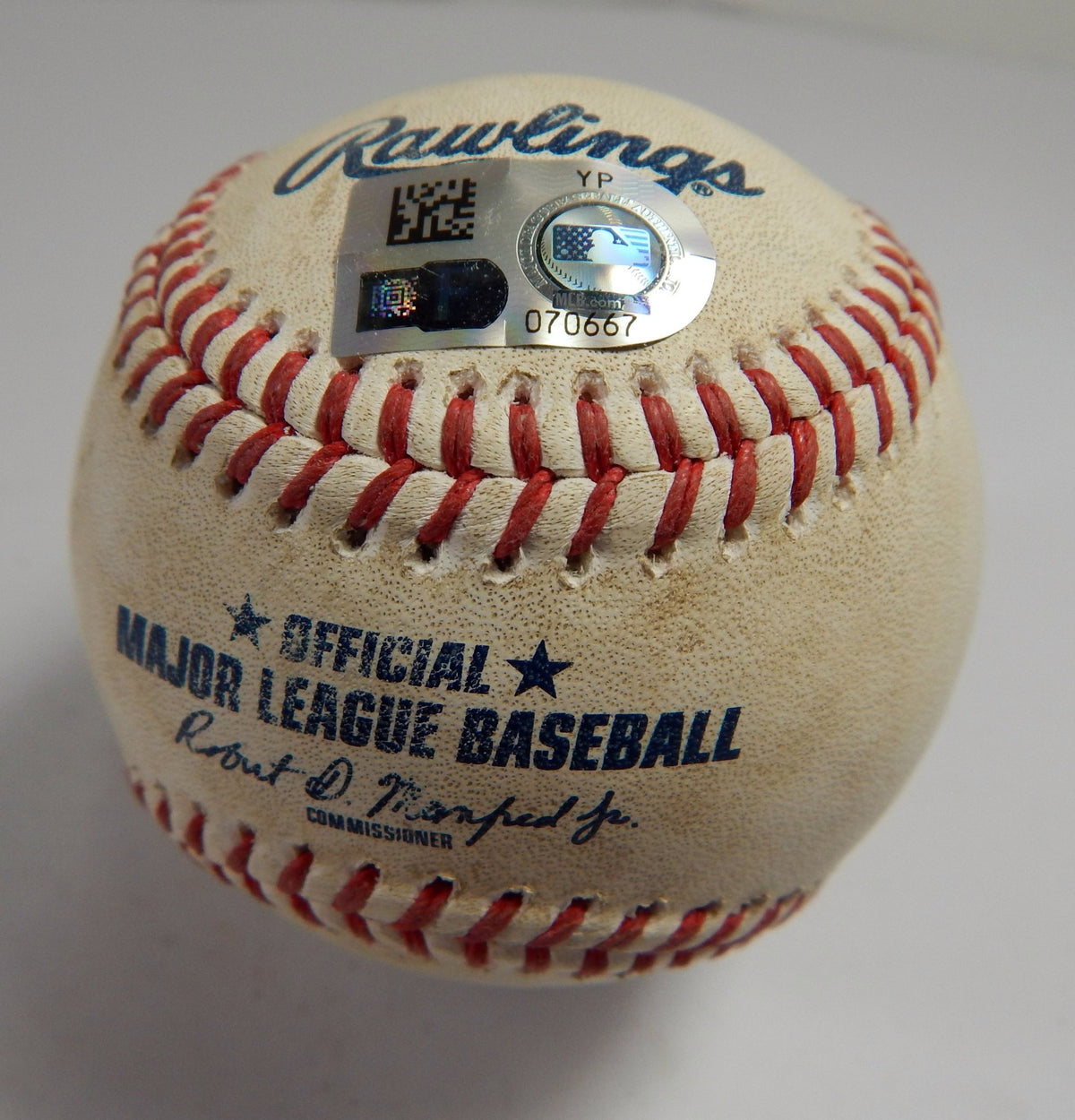 2022 Braves Marlins Game Used Baseball Groshans walks Peyton Burdick Single - DP49349