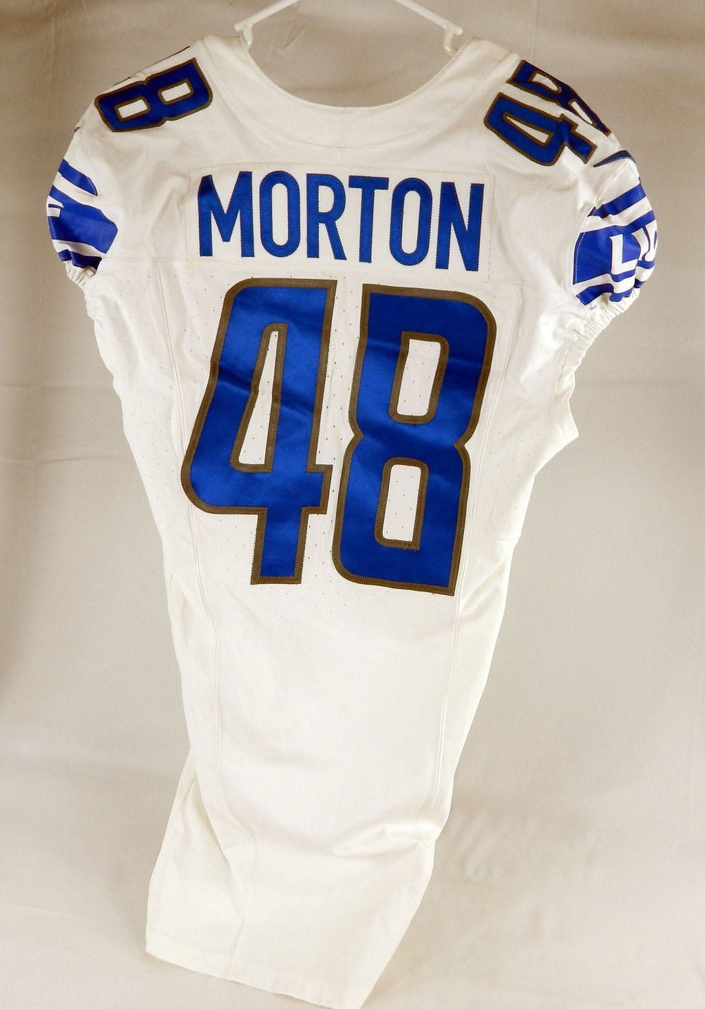 2023 Detroit Lions Zach Morton #48 Game Issued White Jersey 90th Patch 42+4 63 - DP101963