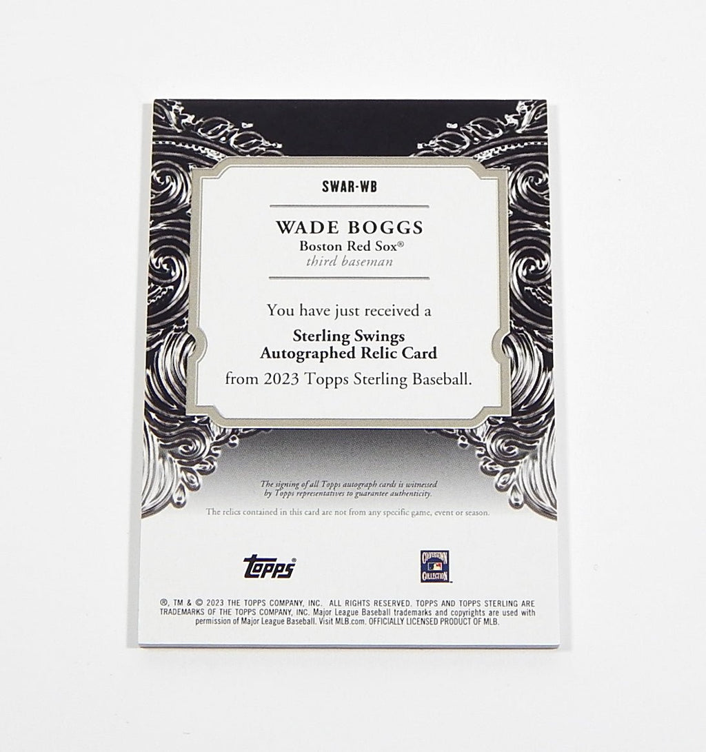 2023 Topps Sterling Swings Auto Relic Wade Boggs Triple GU Jersey Bat #'d /10 - DJ077009