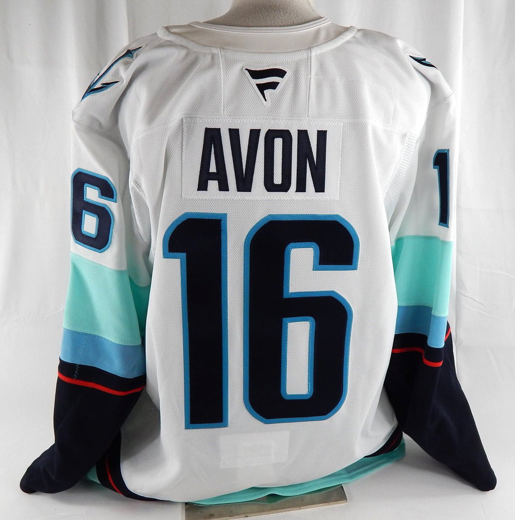 2025-26 Seattle Kraken Jon-Randall Avon #16 Game Used White Jersey 56 131 - DP118131