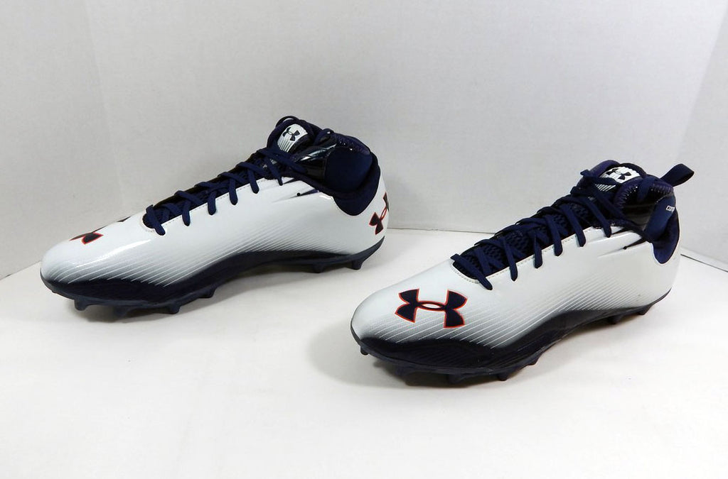 Auburn Tigers UA Lowtop MC Team Issued White Football Cleats 15