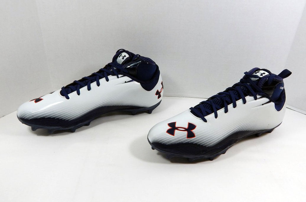 Auburn Tigers UA Lowtop MC Team Issued White Football Cleats 15