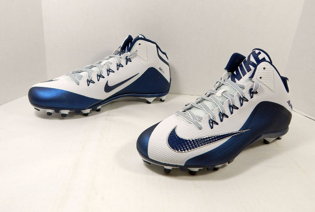 Nike Alpha Pro 2 3/4 TD Midtop White/Navy Football Cleats Size 14