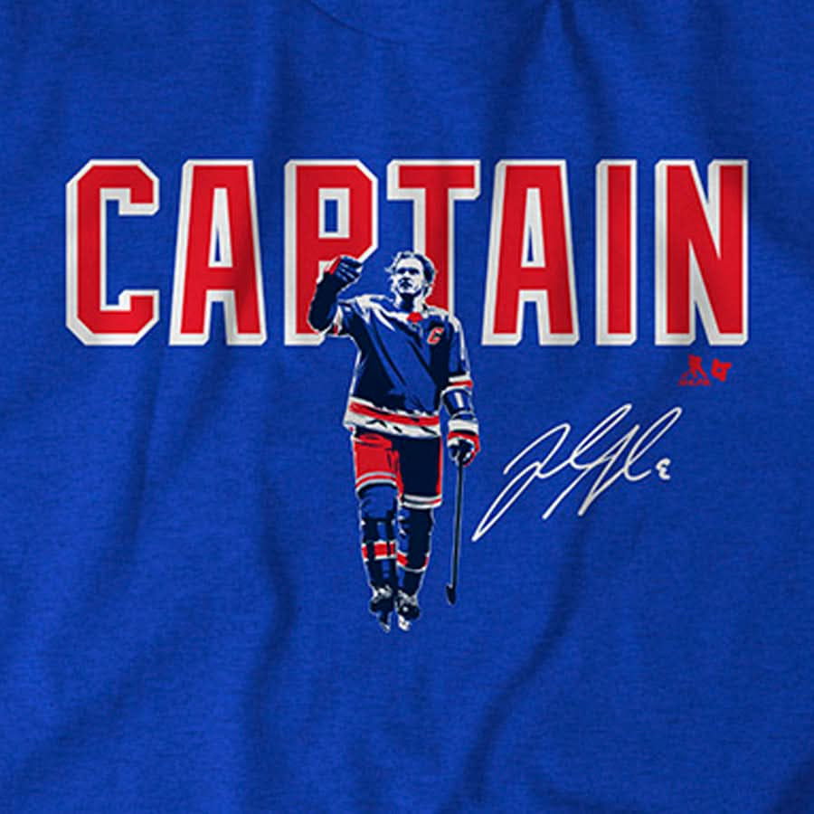 Jacob Trouba Captain New York Rangers NHL Tee Shirt New Heather Blue Adult XL Pic2