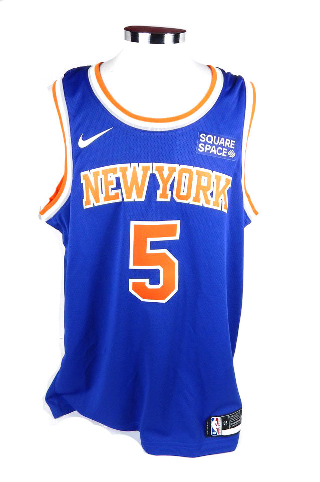 2021-22 Mens New York Knicks Immanuel Quickley #5 Icon Blue Jersey Nike 56
