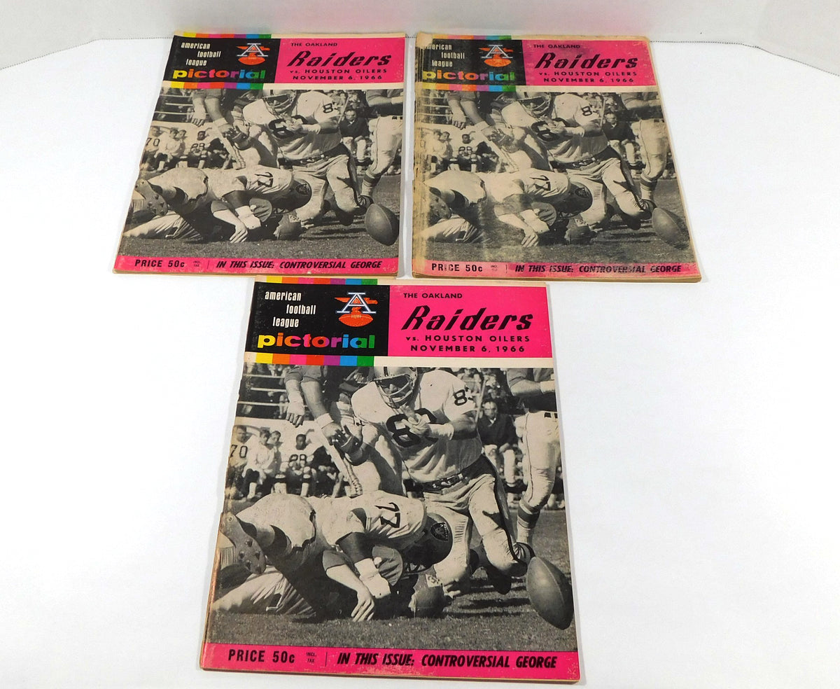 # Lot of (3) 1966 Houston Oilers v Oakland Raiders AFL Football Programs 11-6-66