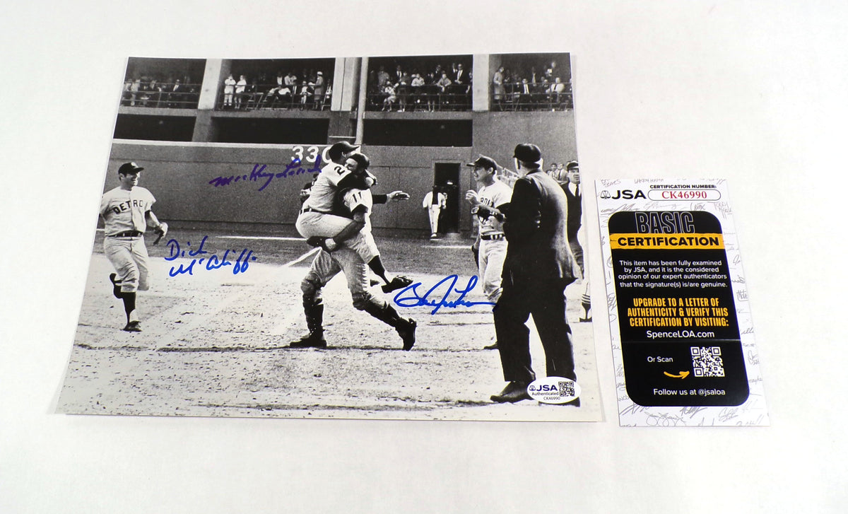 Bill Freehan/McAuliffe/Lolich Signed 8 x 10 B&W Photo Tigers 3 JSA Autos