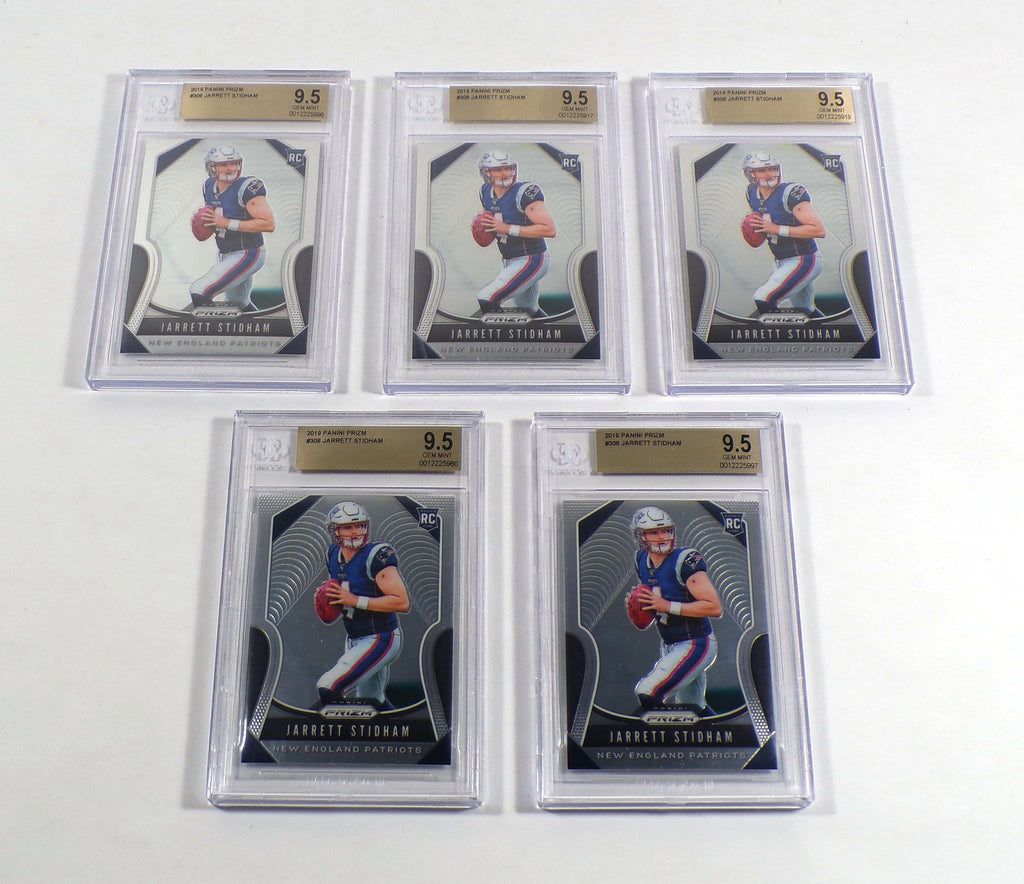 Lot of (5) 2019 Panini Prizm Jarrett Stidham Rookies #308 Patriots All BGS 9.5