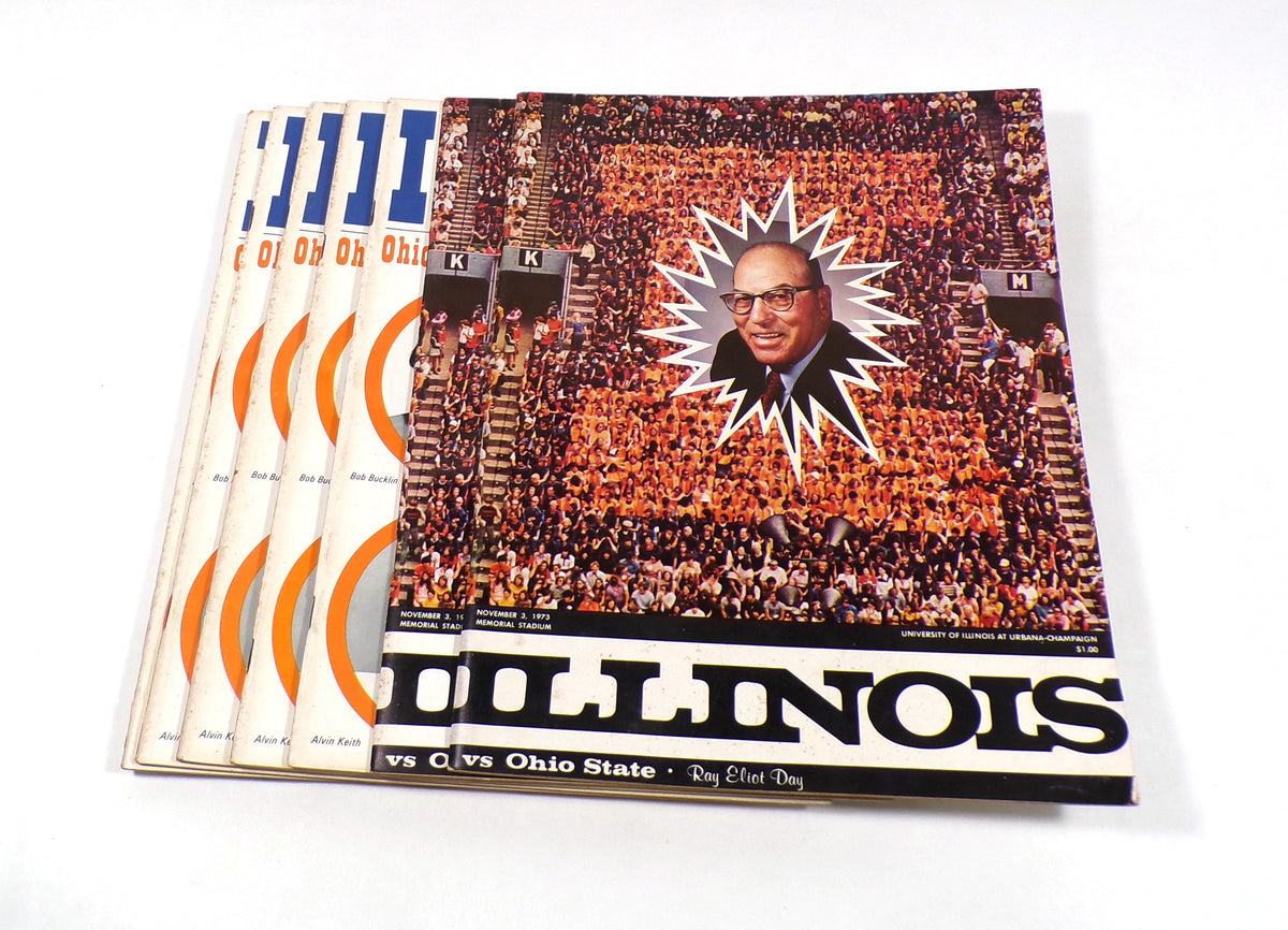Lot of (7) Assorted 1971 - 1973 Ohio State at Illinois College Football Programs