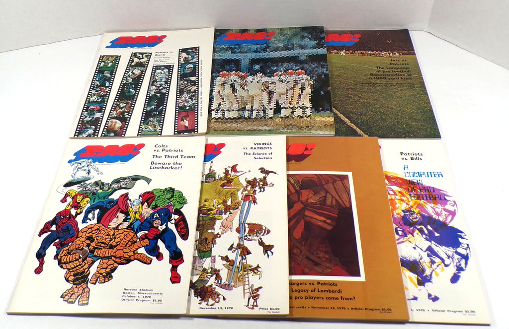 Lot of (7) Different 1970 New England Patriots NFL Football Programs w/ Marvel Pic2