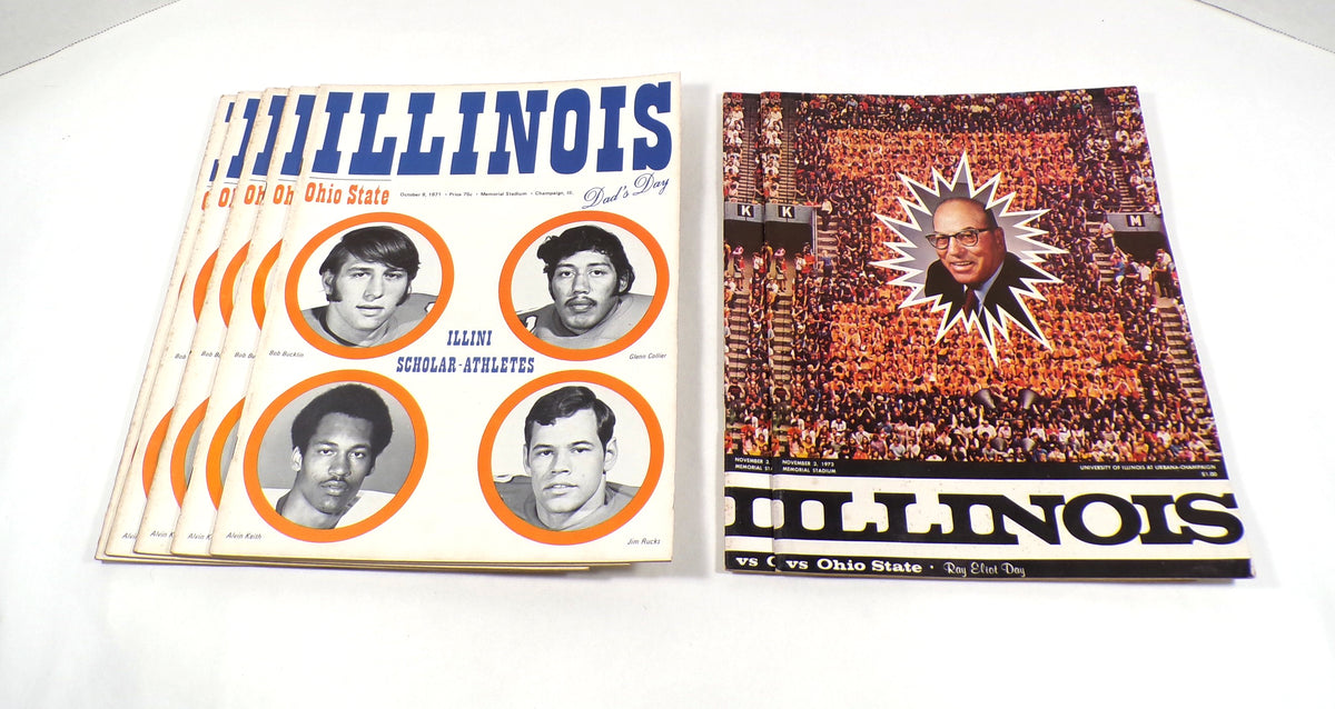 Lot of (7) Assorted 1971 - 1973 Ohio State at Illinois College Football Programs Pic2