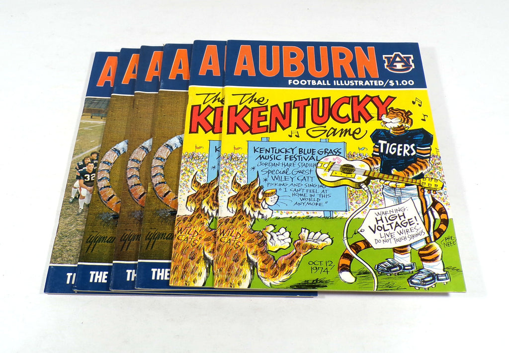 Lot of (5) Assorted 1974 Auburn College Football Programs Some Phil Neel Covers