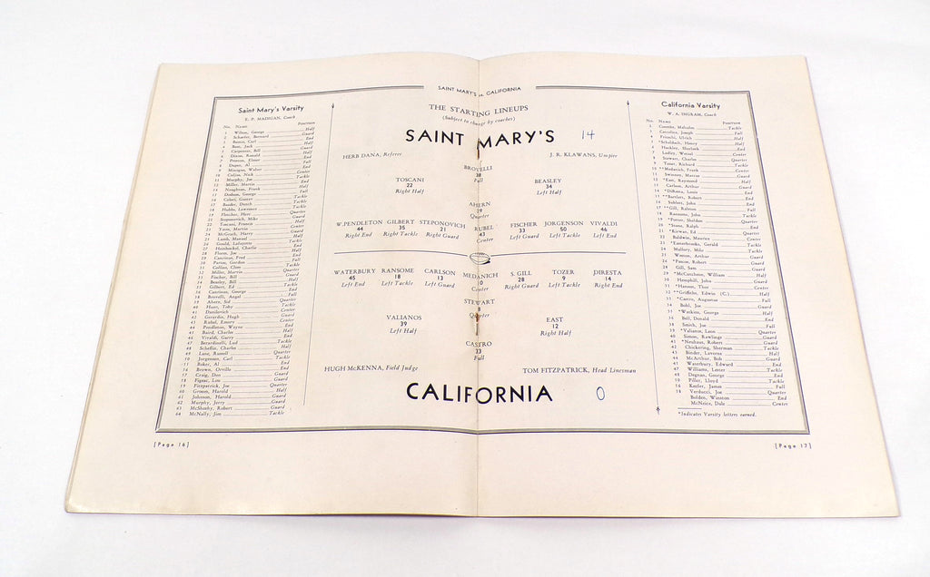 1931 Saint Mary's at California College Football Program 10-3-31 Pic2