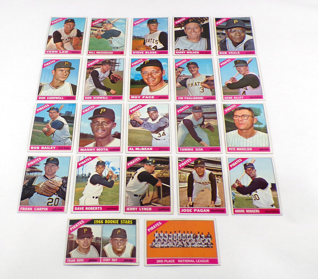 Lot of (22) Different 1966 Topps Baseball Pittsburgh Pirates Mazeroski Blass++ Pic2