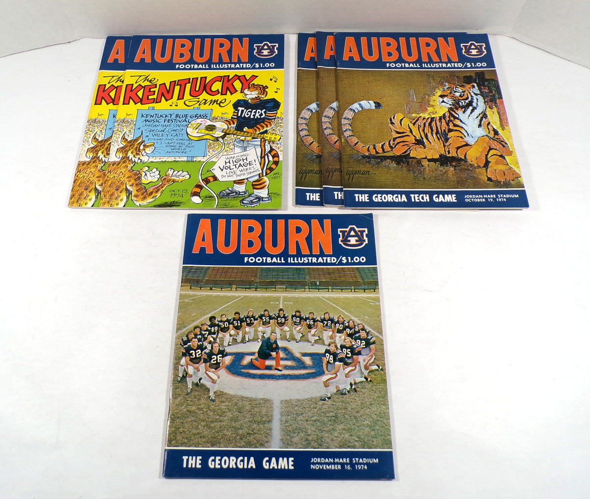 Lot of (5) Assorted 1974 Auburn College Football Programs Some Phil Neel Covers Pic2