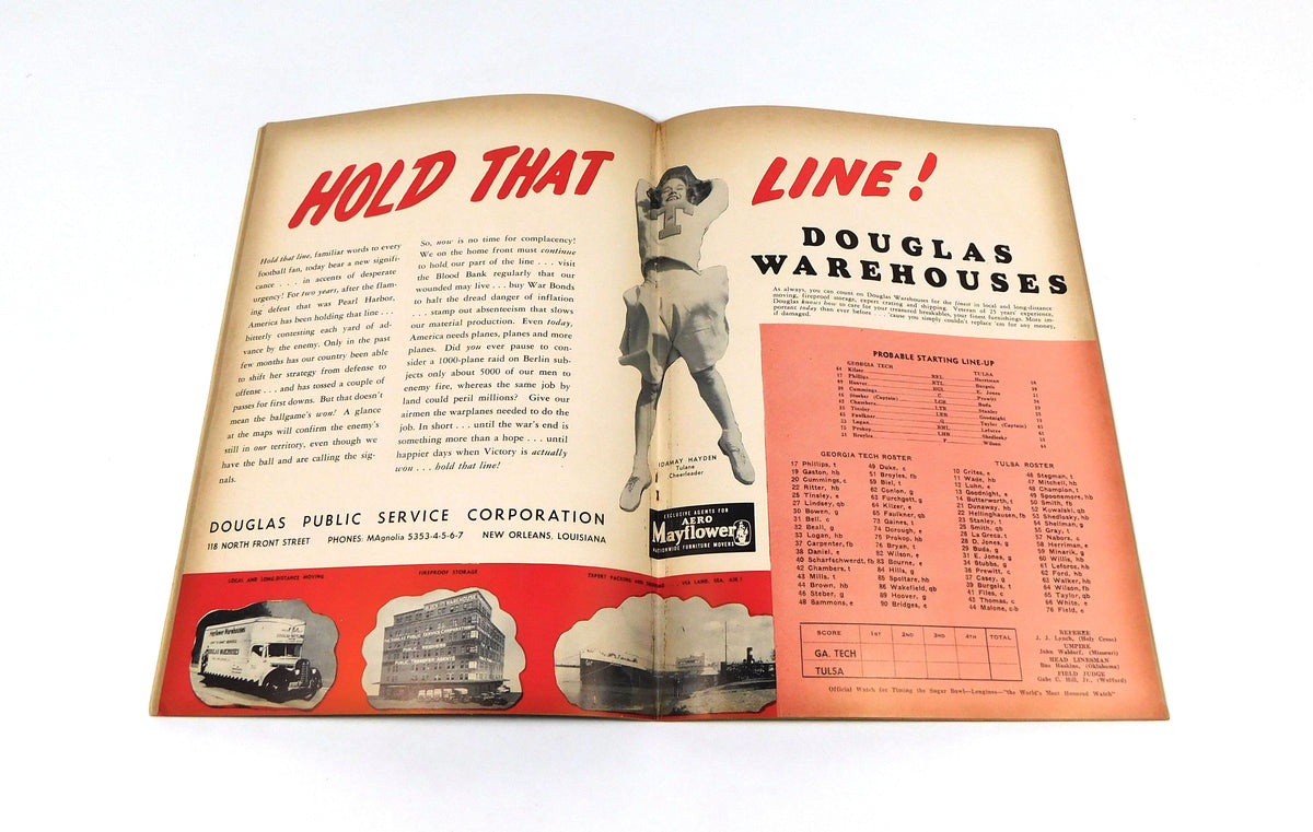 1944 Georgia Tech vs Tulsa Sugar Bowl College Football Program 1-1-44 Pic2
