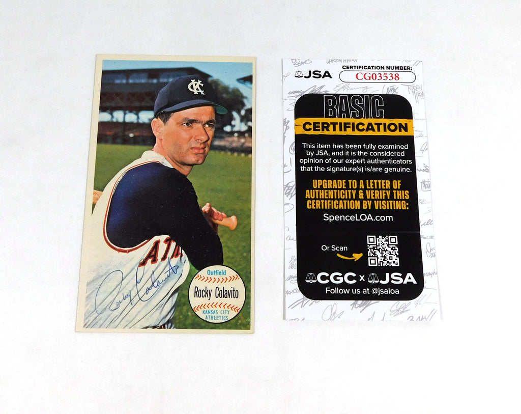 Rocky Colavito Signed 1964 Topps Giant #9 A's Baseball Card JSA Auto