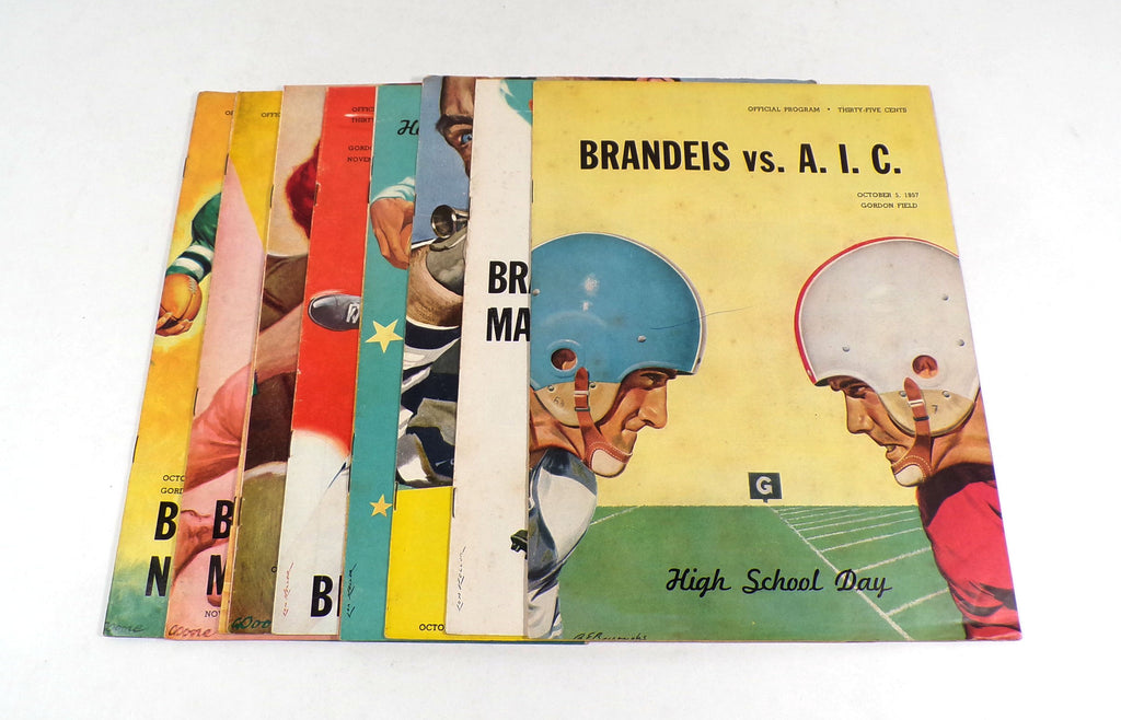 Lot of (10) Different 1954 to 1959 Brandeis College Football Programs