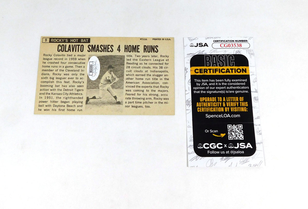 Rocky Colavito Signed 1964 Topps Giant #9 A's Baseball Card JSA Auto Pic2