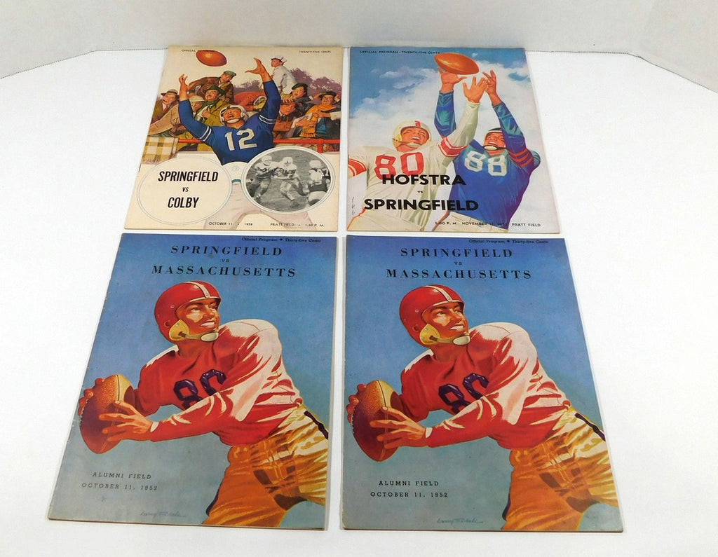 Lot of (4) Assorted 1952 to 1958 Springfield College Football Programs