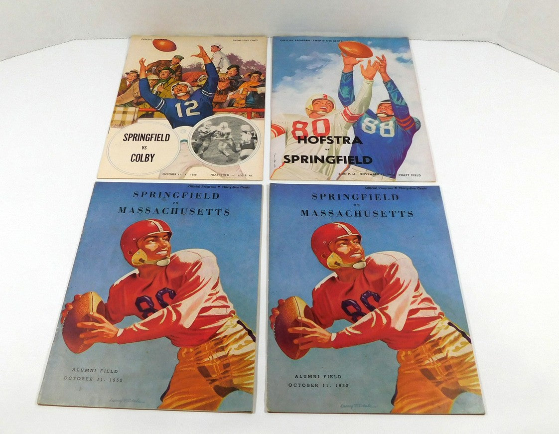 Lot of (4) Assorted 1952 to 1958 Springfield College Football Programs