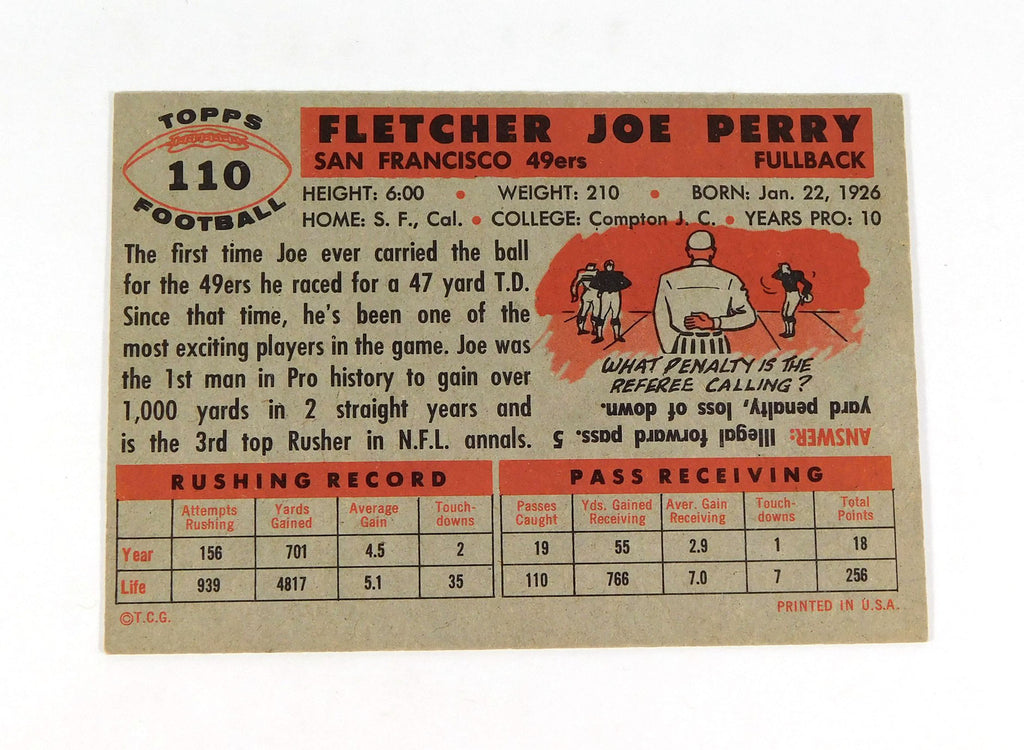 1956 Topps Joe Perry #110 49ers DA040599 Pic2
