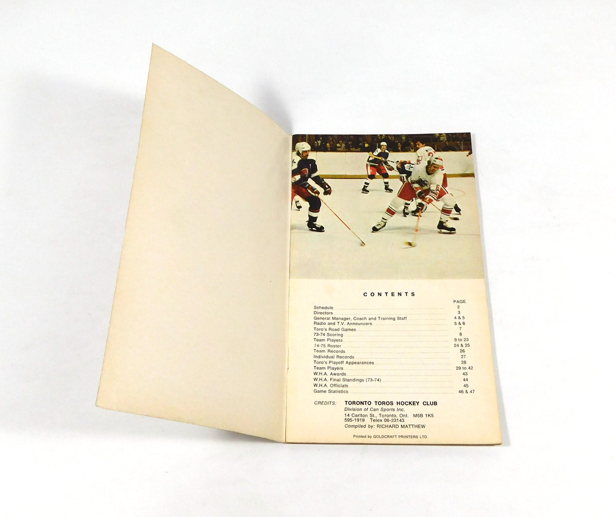 1974-75 Toronto Toros WHA Hockey Media Guide Pic2